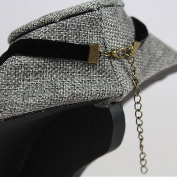 Retro Black Suede Circle Drop Choker Necklace - Picture 2 of 3